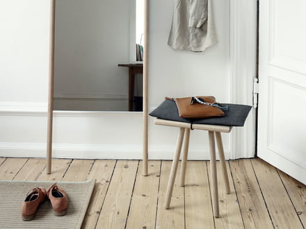 Wooden stool and mirror from the Georg series by the manufacturer Skagerak