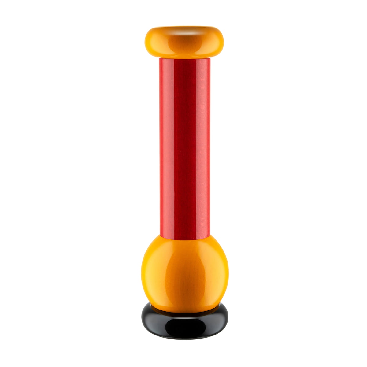 Pepper mill MP0210 red in beechwood black and yellow Alessi Alessi 