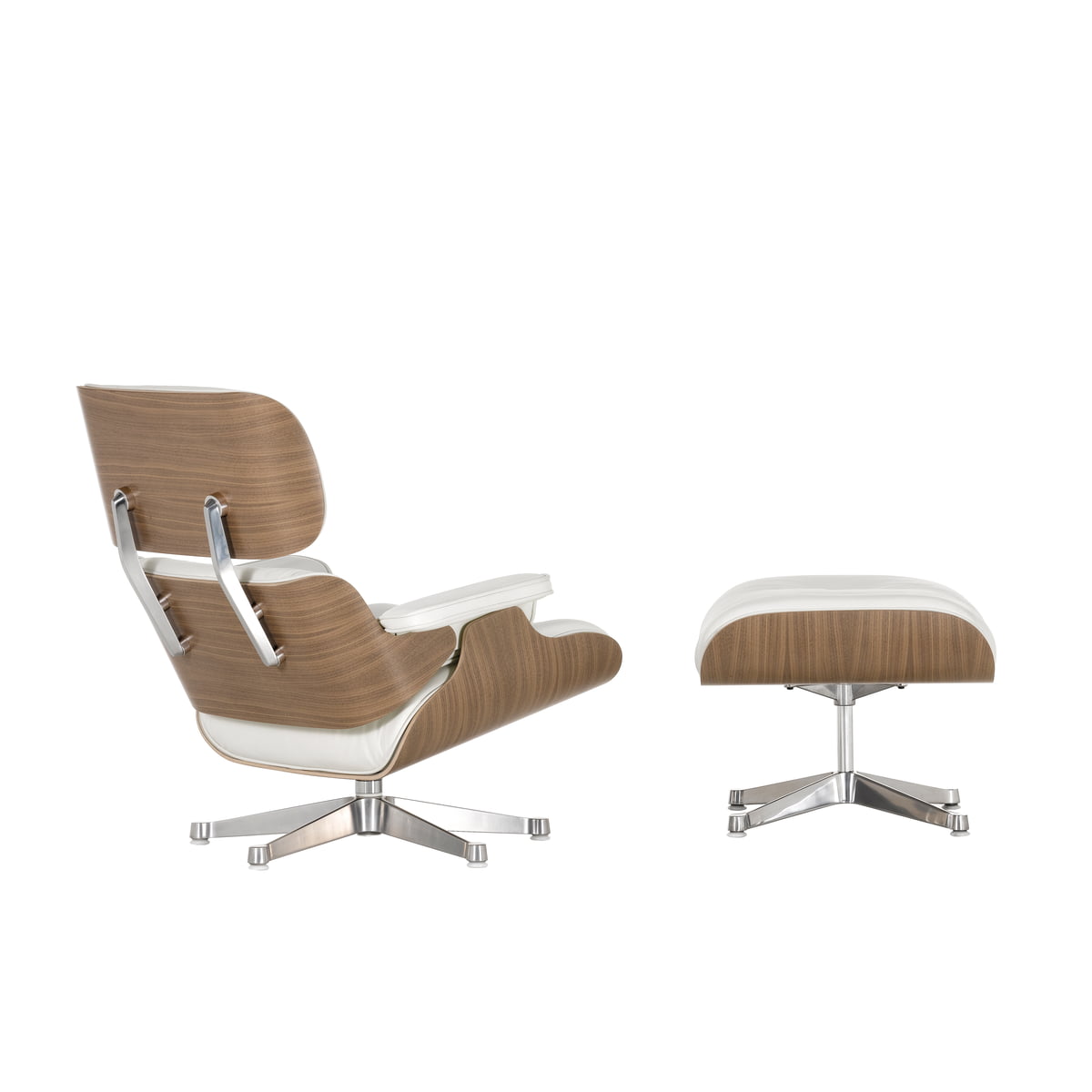 Vitra Eames Lounge Chair Ottoman Walnut White