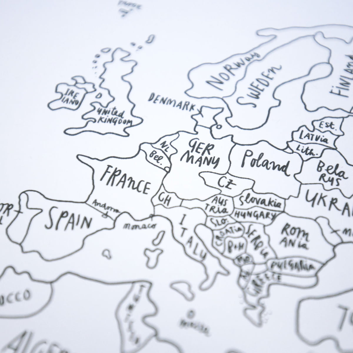 Awesome Maps Hand Lettered World Map Sketch Map