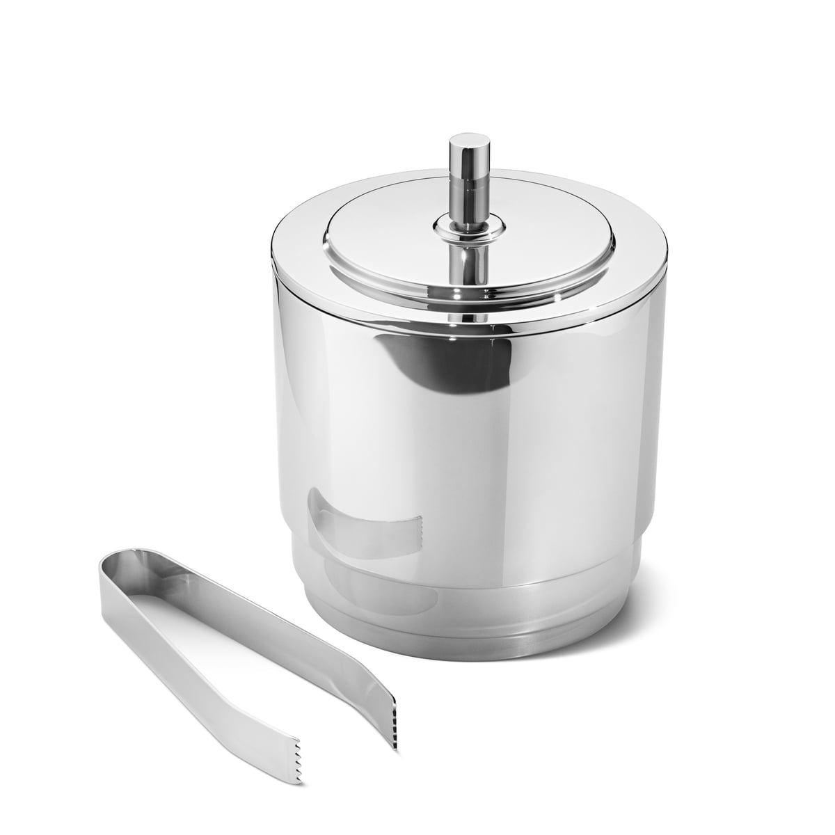 Georg Jensen MANHATTAN Secchiello Per Ghiaccio In Acciaio Inox Con Pinze | Design Art Déco, Lucidato A Specchio, Altezza 181mm, Collezione Bar