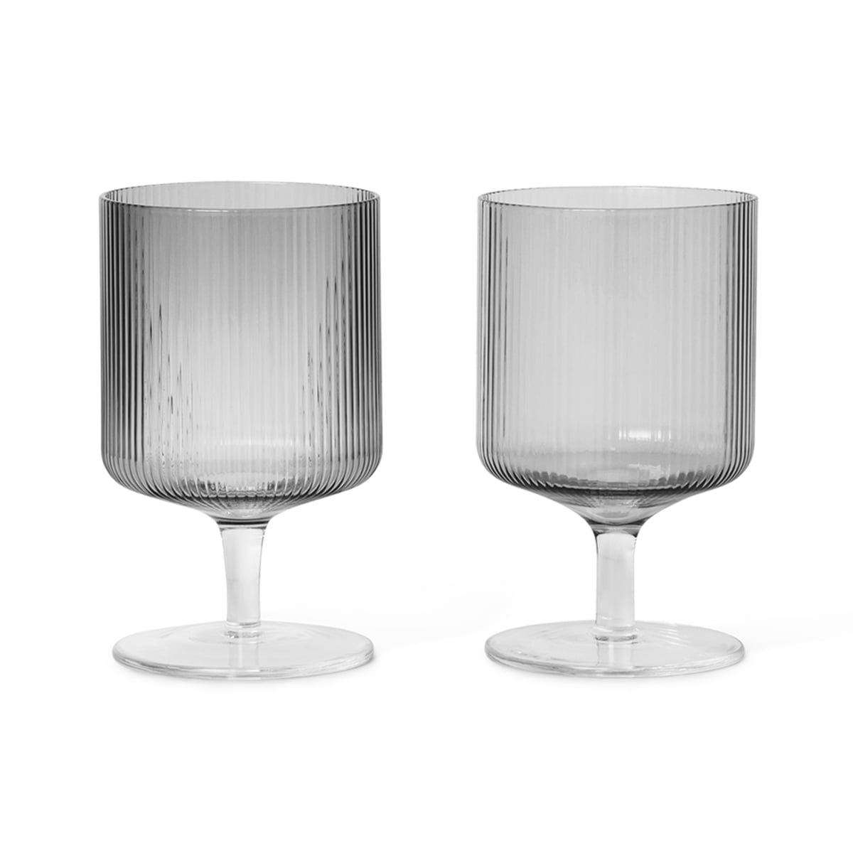 Ferm Living - Ripple Long Drink Glasses Set of 4 Smoked Grey