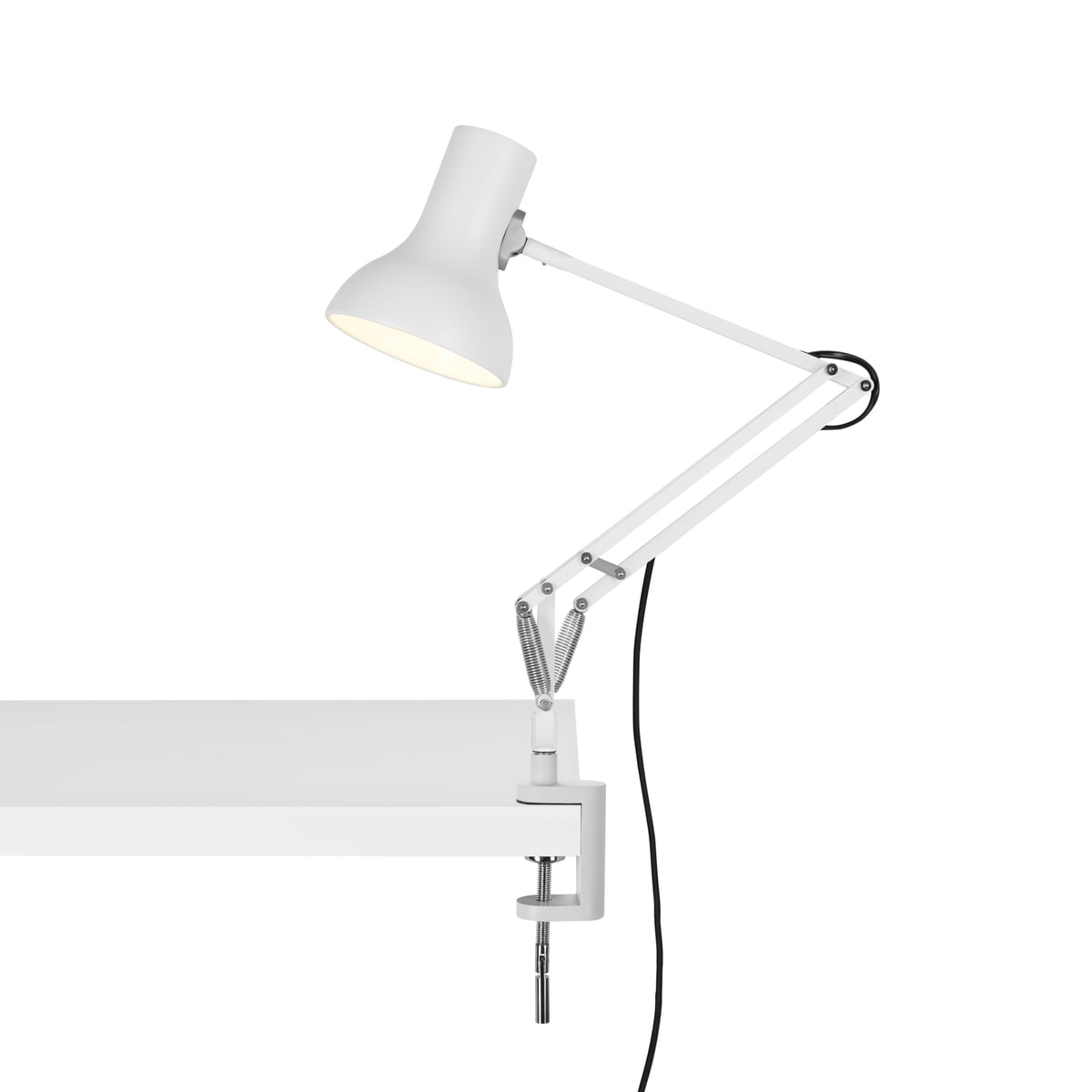 Angle Multi Poised Desk Lamp In Black Fully Adjustable Light Clips Onto Desk 