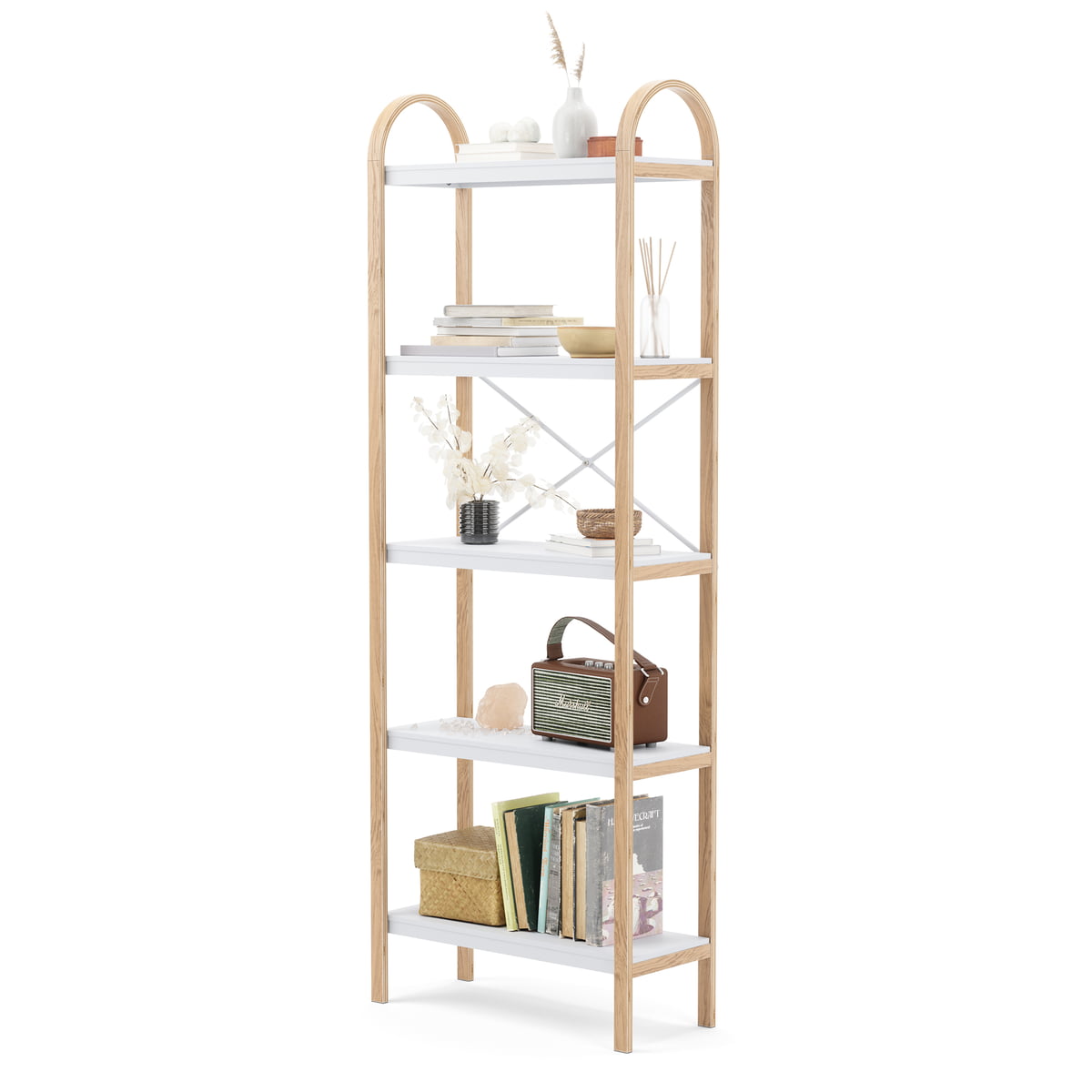 3-Tier Ladder Shelf, Bathroom Shelf Freestanding, 3-Shelf