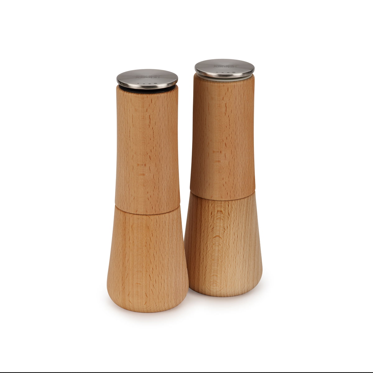 Salt and Pepper Grinder Set with Wooden Standing Tray, Refillable