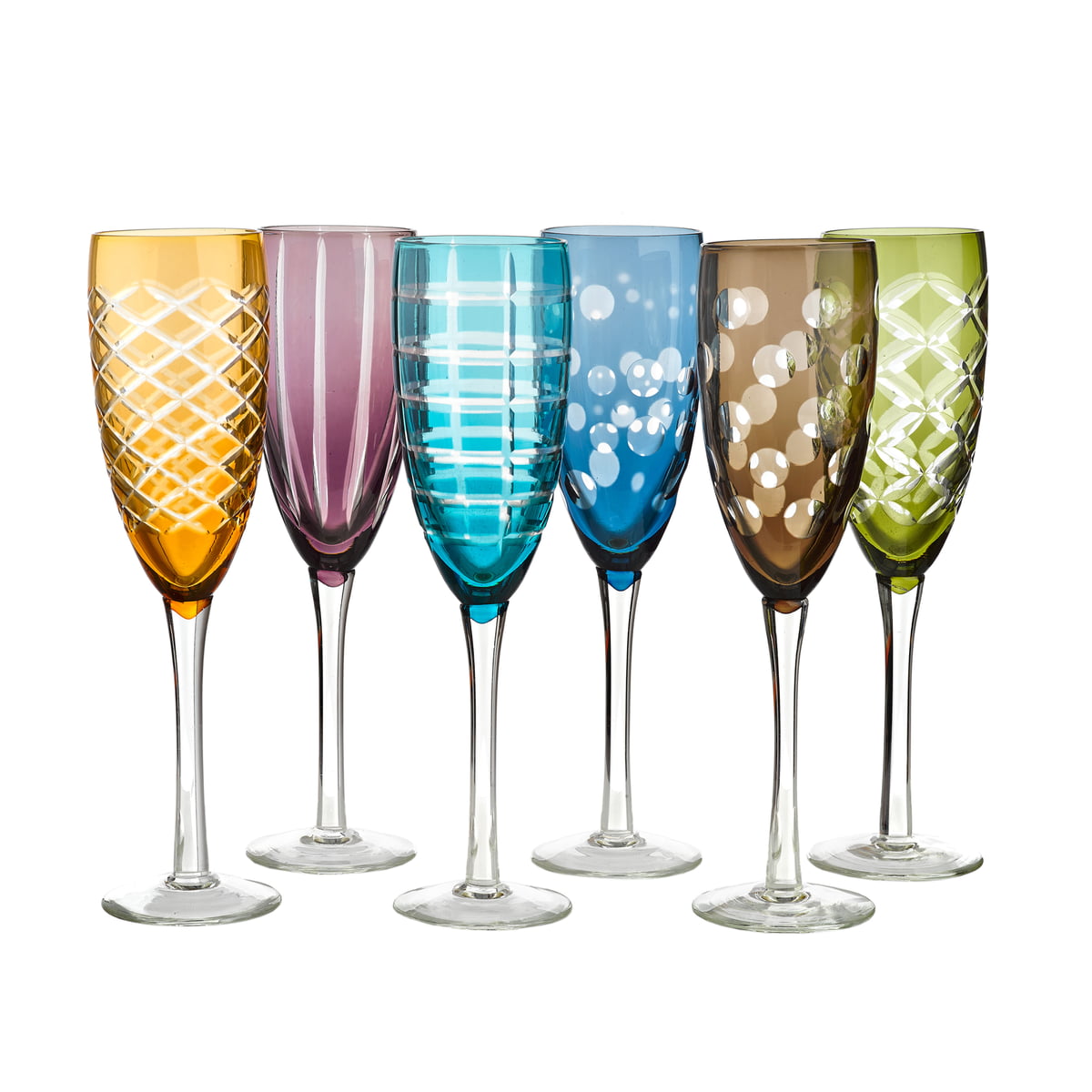 Pols Potten - Mixed Cuttings Champagne Glass - Set of 6