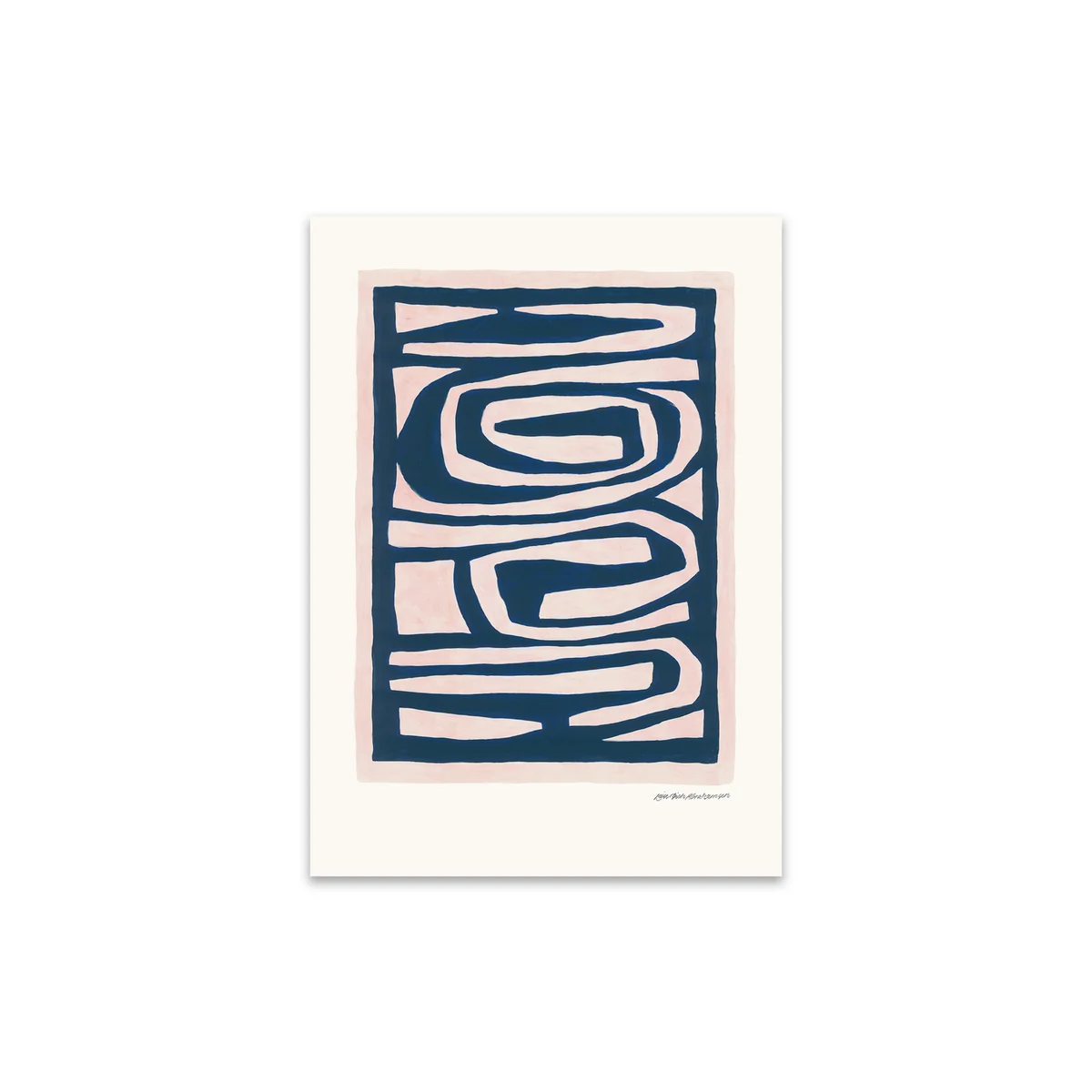 額縁 Navy flow by Leise Dich Abrahamsen The-Poster-Club-Flowing-von-