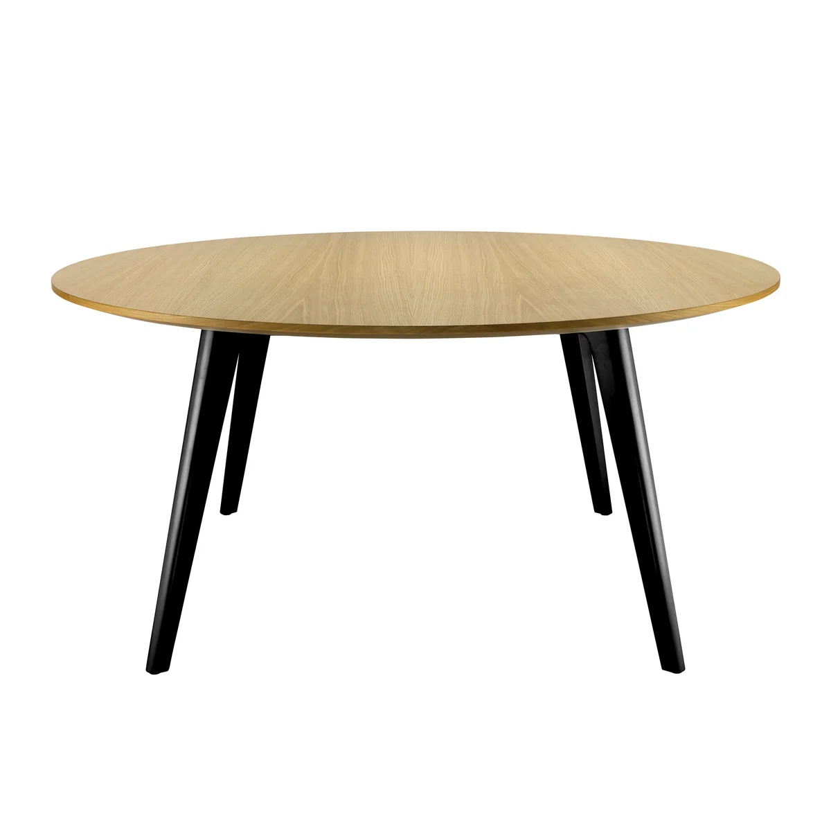 Thonet - 1545 Dining table, Ø 158 cm, clear lacquered oak / black frame (RAL 9005), beveled edges