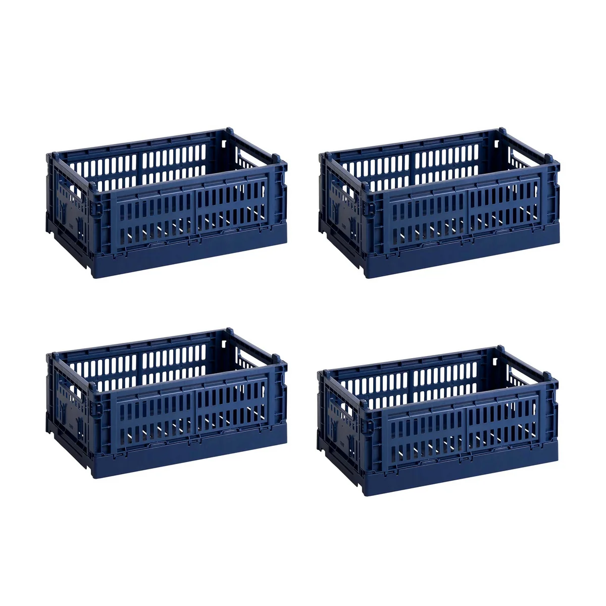 HAY - Colour Crate Basket S, 26.5 x 17 cm, dark blue, recycled (set of 4)