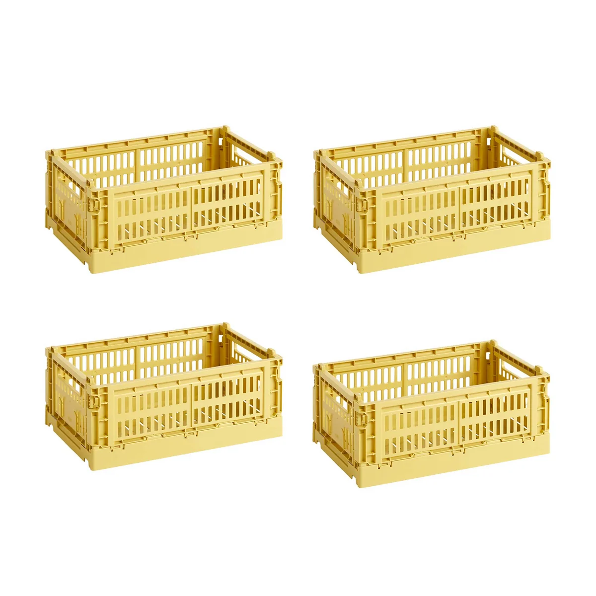 HAY - Colour Crate Basket S, 26.5 x 17 cm, dusty yellow, recycled (set of 4)