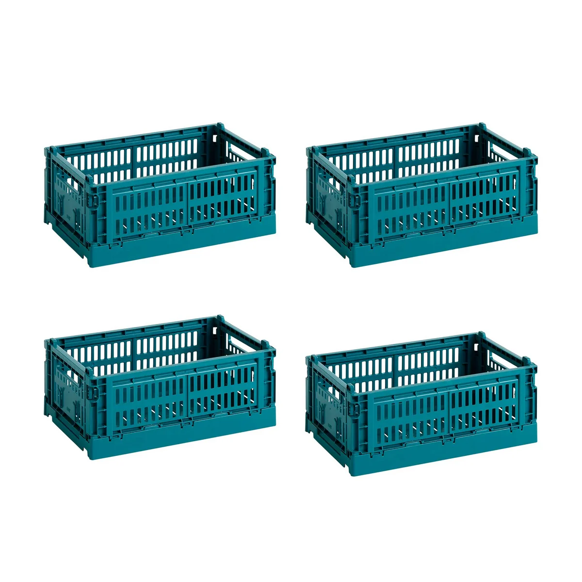 HAY - Colour Crate Basket S, 26.5 x 17 cm, ocean green, recycled (set of 4)