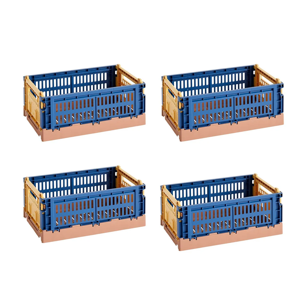 HAY - Colour Crate Mix basket S, 26.5 x 17 cm, dark blue, recycled (set of 4)