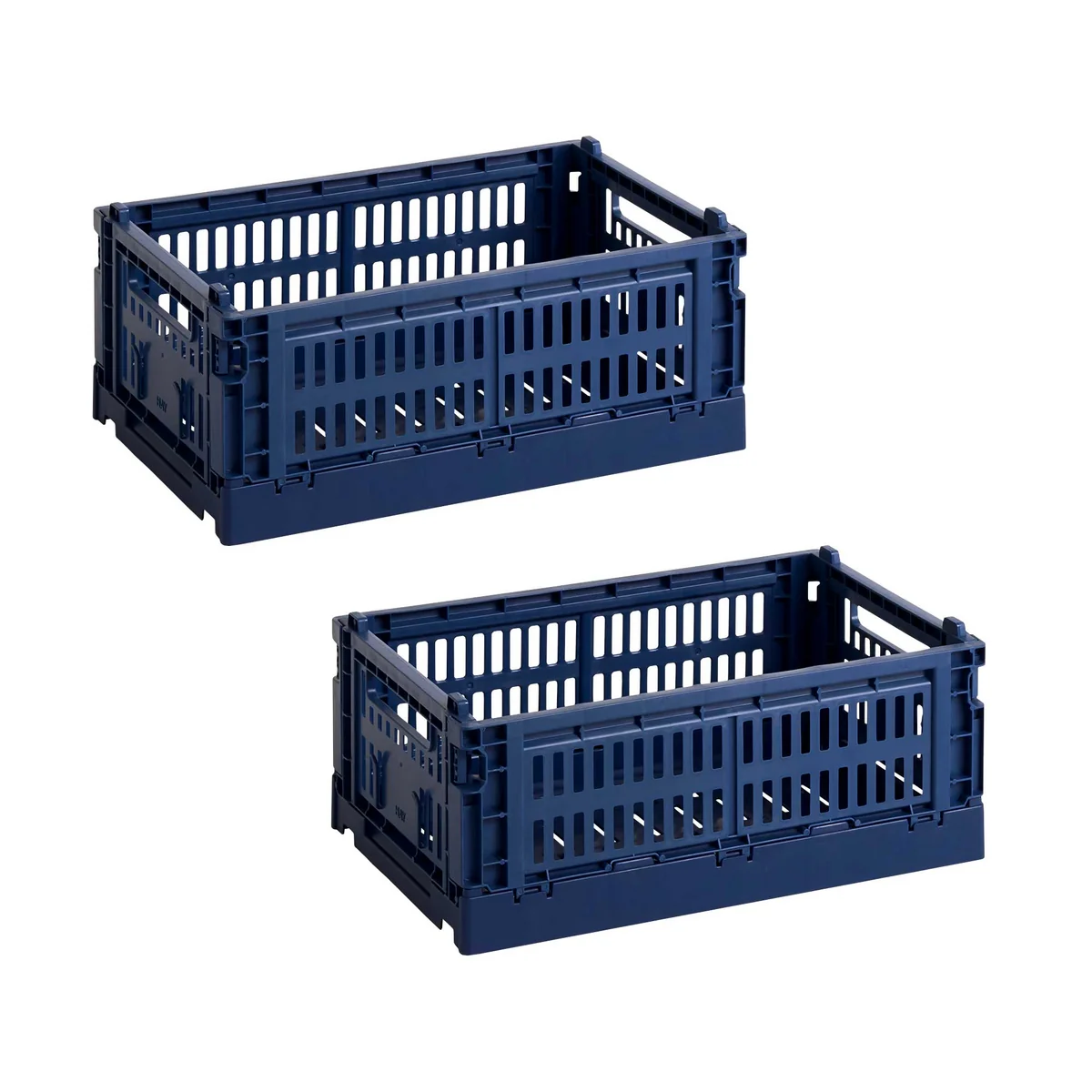 HAY - Colour Crate Basket S, 26.5 x 17 cm, dark blue, recycled (set of 2)