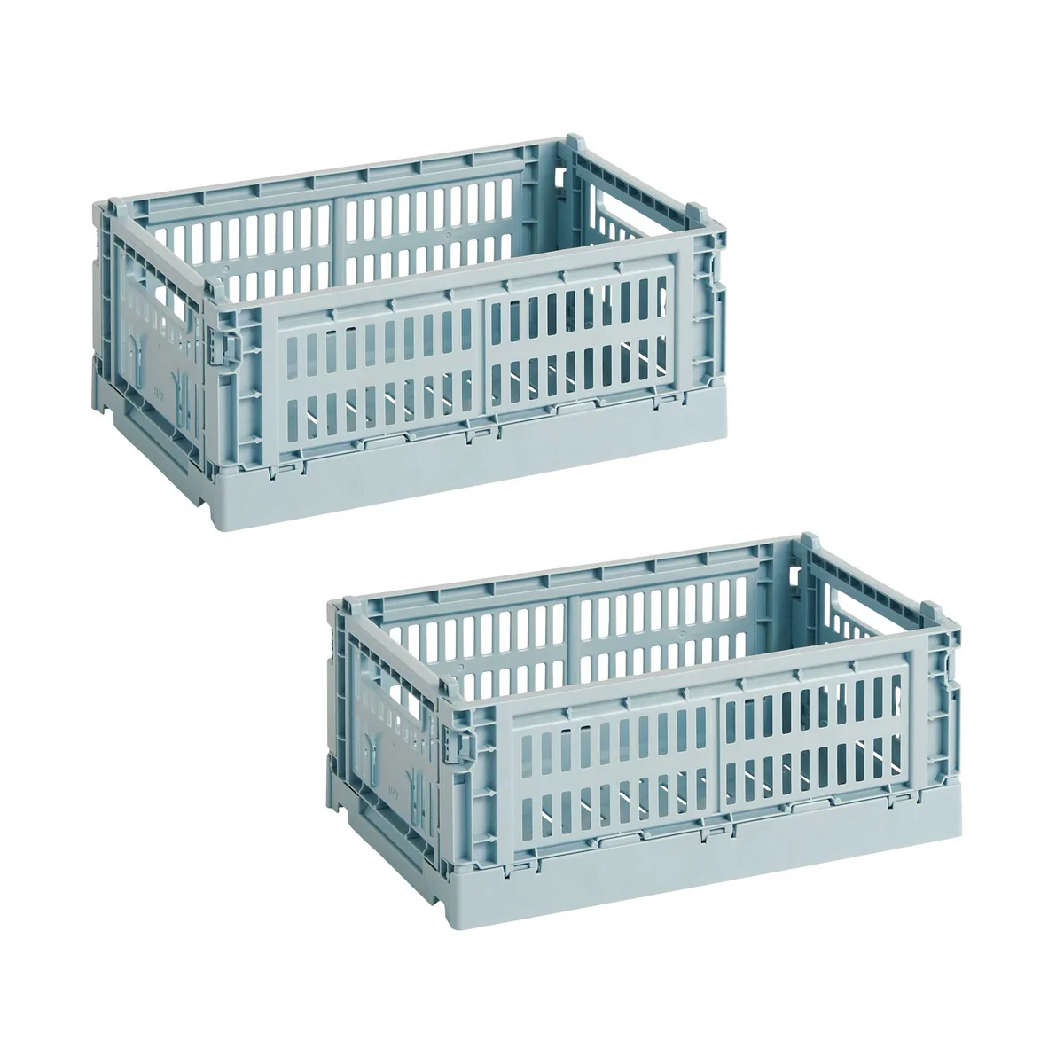 HAY - Colour Crate Basket S, 26.5 x 17 cm, dusty blue, recycled (set of 2)