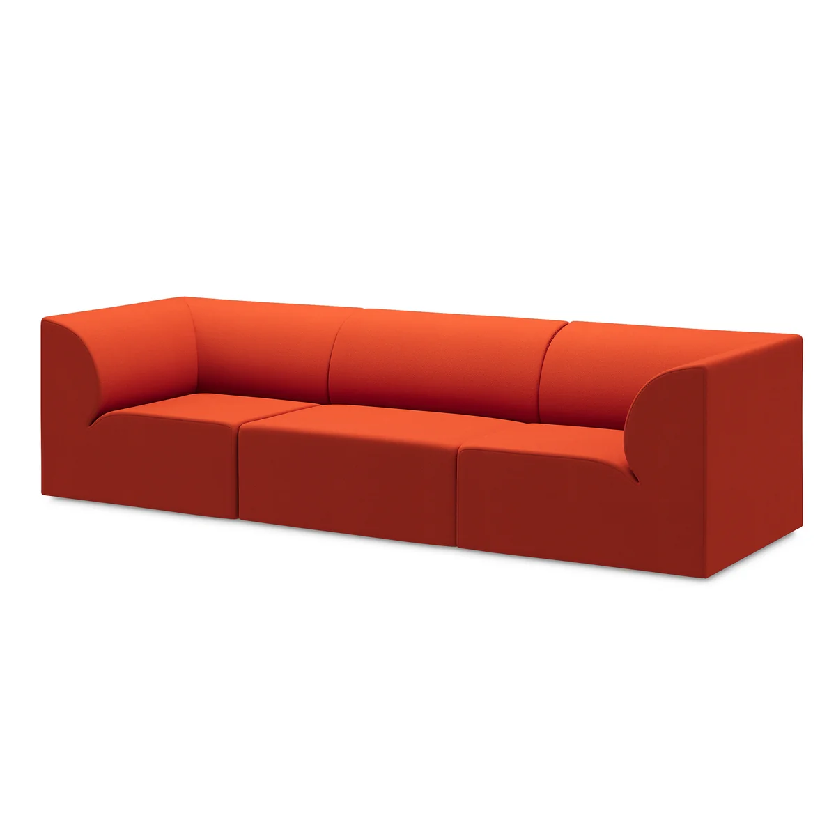 OUT Objects of our time - Weber 02 3-seater sofa, pure orange (Vidar 4 0542 by Kvadrat)