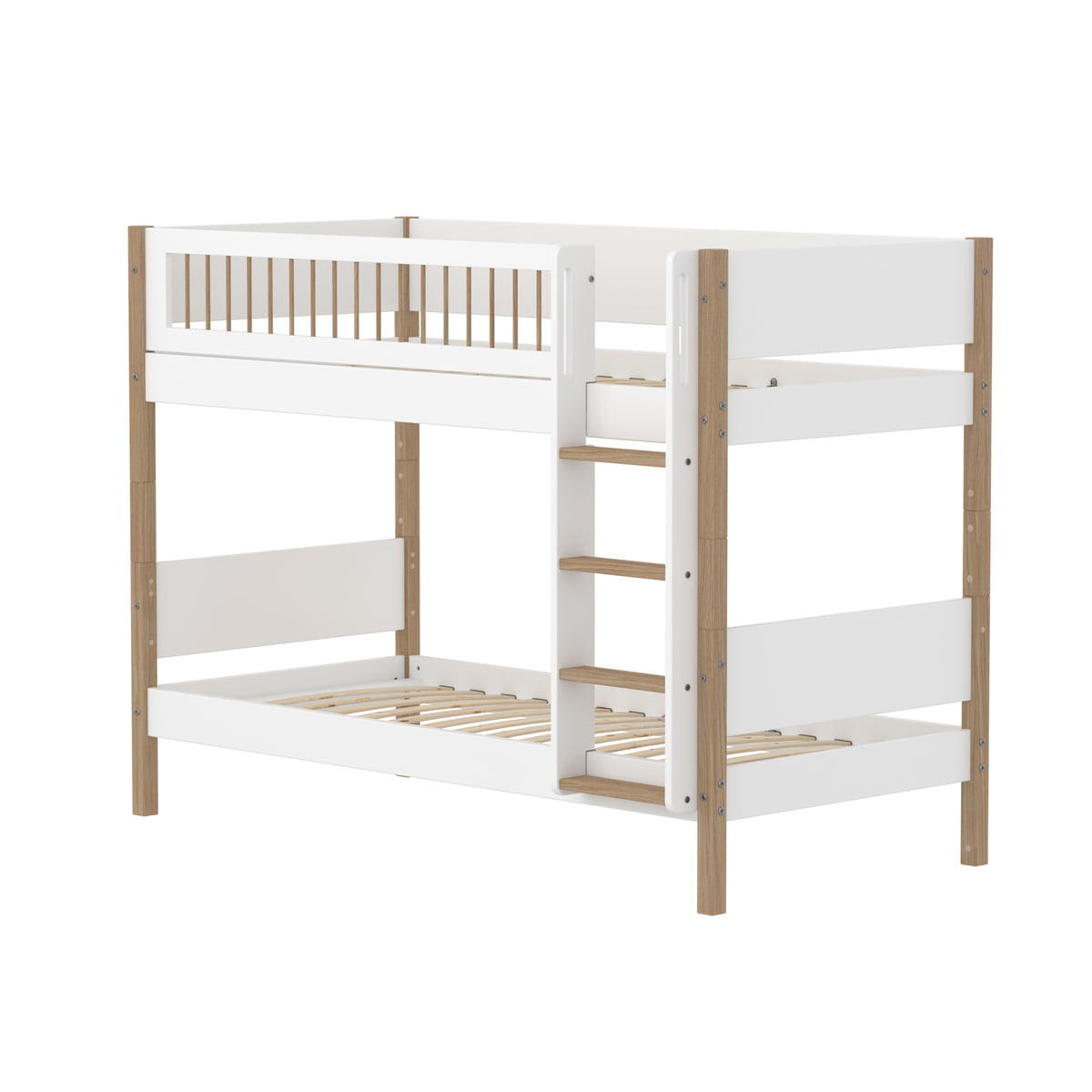 Flexa - Nor Bunk bed, 90 x 200 cm, oak / white