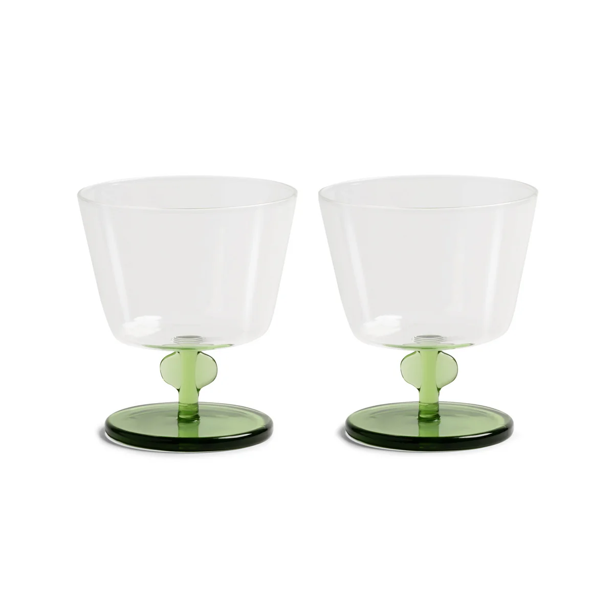 & klevering - Petal drinking glass 200 ml, green (set of 2)