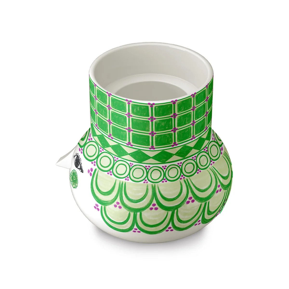 Bjørn Wiinblad - Olga block candle holder, H 12 x Ø 11.5 cm, green