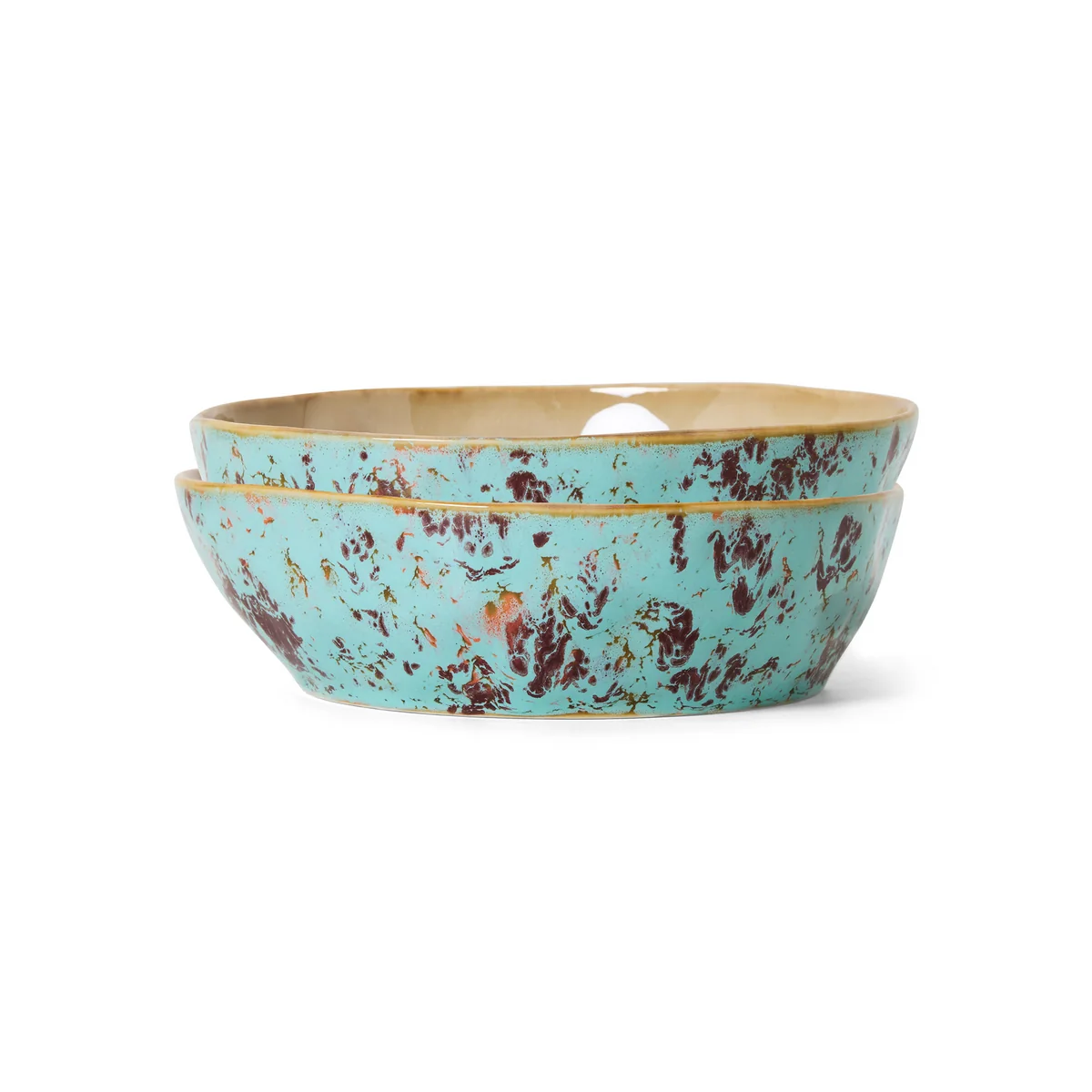 HKliving - 70's Pasta bowl, Ø 18.7 cm, patina (set of 2)