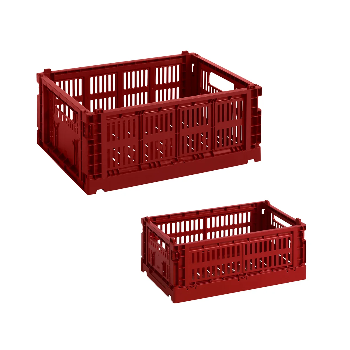 HAY - Colour Crate Basket M + S, burgundy, recycled (set of 2)