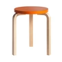 Artek - 60 Stool, orange lacquered/ natural birch
