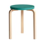 Artek - 60 Stool, lacquered turquoise / natural birch wood