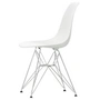 Vitra - Eames Plastic Side Chair DSR (H 43 cm), chromed / white, felt pads black (hard floor)