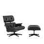 Vitra - Lounge Chair & Ottoman, black, ash black, leather Premium F nero (new dimensions) (Black Edition)