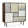 Andersen Furniture - S3 chest of drawers, walnut oiled/ fronts silver (silver white), doeskin (beige), iron (metal gray)