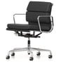 Vitra - EA 217 Soft Pad Office Chair Chrome with Armrests, Swivel, Leather Premium F asphalt (Hard Floor Castors)
