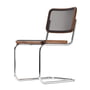 Thonet - S 32 N chair, chrome / oiled walnut / black mesh upholstery (Pure Materials)