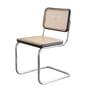 Thonet - S 32 V Chair, chrome / black stained beech (TP 29) / wickerwork with support fabric