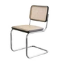 Thonet - S 32 V Chair, chrome / black stained beech (TP 29) / wickerwork with plastic support fabric