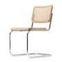 Thonet - S 32 V Chair, chrome / natural beech (TP 17) / wickerwork with fabric support fabric