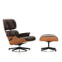 Vitra - Lounge Chair & Ottoman, polished / sides black, cherry, leather Premium F chocolate (classic)