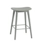 Muuto - Fiber Bar stool Wood Base H 65 cm, gray