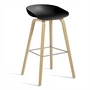 HAY - About A Stool AAS 32 H 75 cm, lacquered oak / stainless steel / black 2. 0 (plastic glides)
