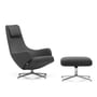 Vitra - Repos Armchair and ottoman, Cosy gray (10 classic gray), polished aluminum (felt glides).