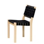 Artek - Chair 611, birch clear lacquered / linen straps black