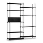 Moebe - Shelving System, Tall Double, oak stained black / black
