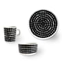Marimekko - Oiva räsymatto bowl 500 ml + oiva räsymatto cup with handle 250 ml + oiva siirtolapuutarha plate ø 20 cm, white / black