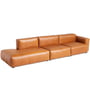 Hay - Mags Soft Sofa 3-seater, combination 12 / armrest low right, leather cognac (Sense) / stitching light gray