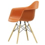 Vitra - Eames Plastic Armchair DAW RE, maple yellowish / rust orange (white felt glides)