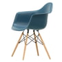 Vitra - Eames Plastic Armchair DAW RE, honey-colored ash / sea blue (white felt glides)