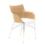 Kartell - Q/Wood armchair, chrome / white / light beech