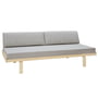 Artek - 90 x 200 cm with mattress and 2 back cushions, birch clear lacquered / cover hallingdal 65 light grey (110)
