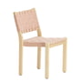 Artek - Chair 611 , birch clear varnished / linen straps natural-red patterned