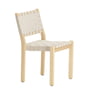 Artek - Chair 611 , birch clear lacquered / linen straps nature-white patterned
