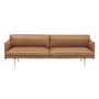 Muuto - Outline Sofa 3-seater, cognac Refine leather / polished aluminum