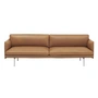 Muuto - Outline Sofa 3-seater, cognac Refine leather / polished aluminum